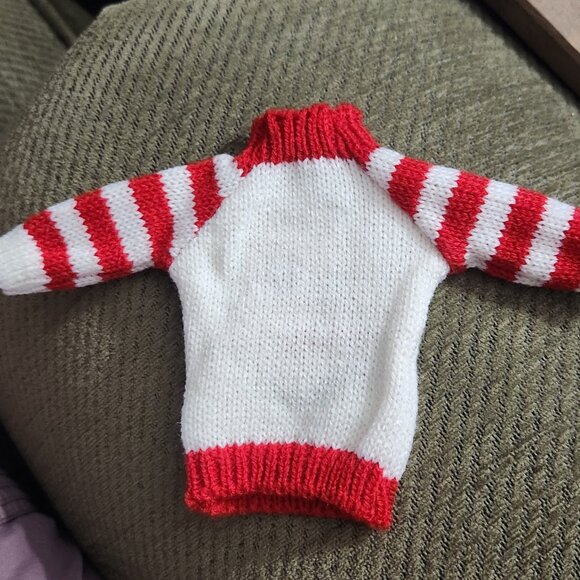 Festive Snowman Face Holiday Red & White Knitted Sweater for Magic Christmas Elf - Picture 6 of 6